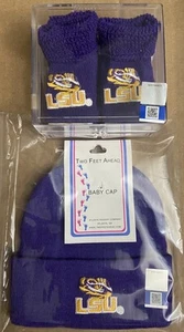 LSU Tigers Neugeborenes Baby Mütze & Stiefeletten bestickt NEU - Bild 1 von 5