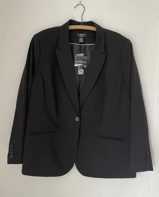Chaqueta de Negocios Liz Claiborne Carrera Mujer 22W Negra Cuello en V Forrada con un Botón Foto 1 de 4