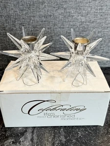 2 Vintage House Of Lloyd Clear Starburst Ornaments Candle Holders Christmas Tree - Picture 1 of 12