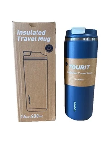 Tourit Blue Insulated 16oz Travel Mug NEW - Picture 1 of 4