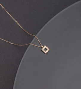 Halskette mit quadratischem Motiv aus 925erSterlingsilber ER0440-bestes Geschenk - Bild 1 von 3