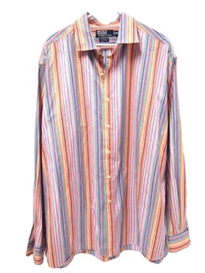 Camisa Polo Ralph Lauren Para Hombres 2XL Colorida Rayas Occidental Manga Larga Botón - Imagen 1 de 4
