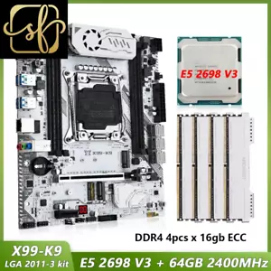 X99 K9 Mainboard Kit Set LGA 2011-3 mit Xeon E5 2698 V3 CPU Prozessor 64GB(4* - Bild 1 von 6