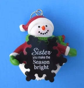 N2 Sister you make the season bright MERRY CHRISTMAS SNOWMAN ORNAMENT Ganz - Bild 1 von 2