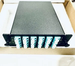 FHD MTP Cassette,24 fibers OM3 MPO/MTP Male Cassette, 6XLC Duplex Aqua,Type A-26 - Picture 1 of 5