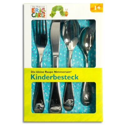 Kinderbesteck RAUPE NIMMERSATT Schmetterling Sonne mit Gravur personalisiert - Bild 1 von 2