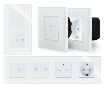 Touch Lichtschalter Steckdosen Wechselschalter Dimmer WiFi Glas Luxus-Time - Bild 1 von 4