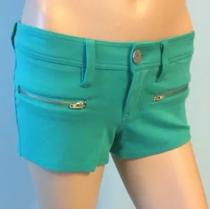 Almost Famous Girl's Shorts Mini Pants Turquoise Blue Stretch Zipper S - Picture 1 of 12