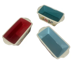 Pioneer Woman Set of 3 Ceramic Mini Bread Pans New - Picture 1 of 4