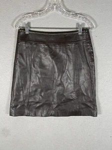 S Max Mara Dark Brown Leather Short Skirt Size ? - Picture 1 of 10
