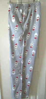 Antiguo pantalón de bolsillo de franela de vacaciones gris marino con estampado de Papá Noel 3XL 22 3X XXXL alto Foto 1 de 4