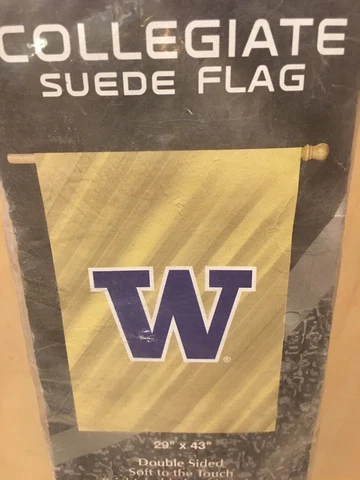 Washington Huskies NCAA Double-Sided Suede Vertical Banner Flag, New Cover