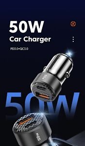 Car Charger USB A/Type C 50W Quick Charge  +  Type C Cable 66W