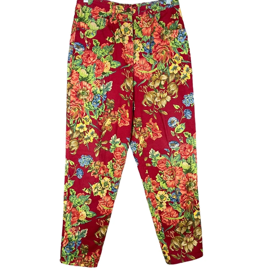 Vintage Susan Bristol Jeans Women’s 8 High Rise Floral Denim Pants Multicolor - Image 1 of 4