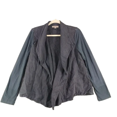 FLAX 100% Linen Oversized Blazer Size XS(0-2) Women Woven Casual Gray Office - Image 1 of 4