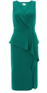 Monsoon Sheila Frill Teal Green Jersey Dress Uk 14 Bnwt  - Picture 1 of 7