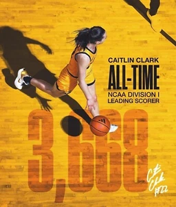 Caitlin Clark IOWA NCAA All time leading scorer Autographed 8 x 10 Photo REPRINT - Picture 1 of 1