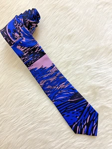 PAUL SMITH Blue Pink & Black “Chile” Silk Tie Narrow Made Italy NWT $125 USD - Picture 1 of 7
