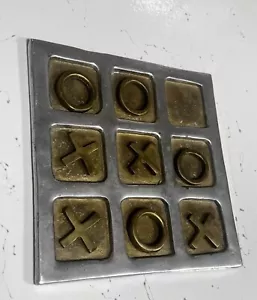Vintage Silver & Bra ss Tic Tac Toe Game Set / Board 7” - Picture 1 of 5
