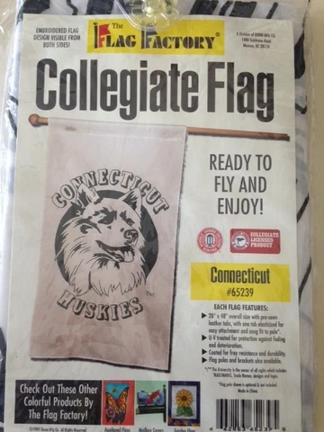 Connecticut Huskies; UConn Flag Factory Large Flag;  28'' x 48''; NCAA Cover