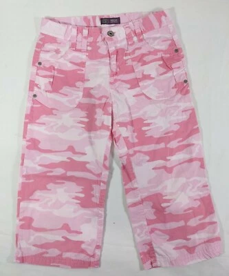 FADED GLORY Girl's Plus Pink Camo Adj Waist Reg Fit Straight Leg Capri sz 12 1/2 - Image 1 of 4