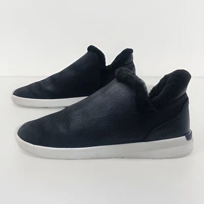 Olukai Malua Hulu Sneaker Bootie Women's-8.5 M Black Leather Fur Lined Slip-On - Image 1 of 4