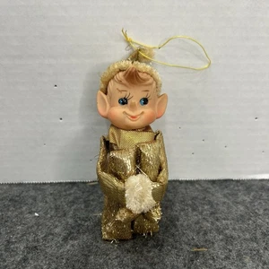 Statuina ornamento elfo oro vintage made in Japan decorazione natalizia retrò - Foto 1 di 13