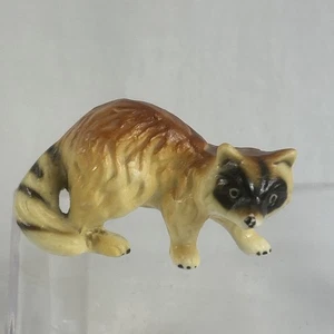 Raccoon Miniature Figurine Bone China 1x2” Brown Black Wild Animal - Picture 1 of 5