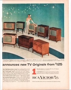 RCA Victor Television 1956 Mid Century MCM 2-Page Connected 10" x 26" Vintage - Picture 1 of 2