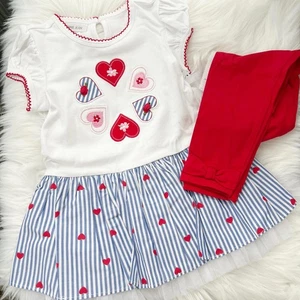 NWT Bonnie Jean Girls Heart short sleeve dress & bow leggings, sz 4T - Picture 1 of 6