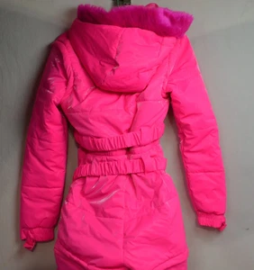 Dolls Kill Club Exx Aurora Beam Liquid Velvet Neon Pink Hood Snowsuit Sz S NWT - Picture 1 of 8