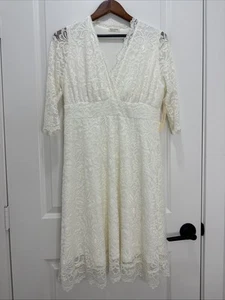 Kiyonna Kleid L Hochzeit Bella Spitzenstil Braut weiß Empire Taille feminin - Bild 1 von 13