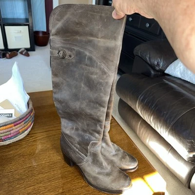 Frye Jane OTK Boots Distressed Leather Women’s Size 9.5B - Image 1 of 4