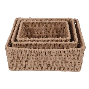 3PCS Wicker Storage Baskets For Shelves Organizing Decorative Woven Storage - Picture 1 of 12