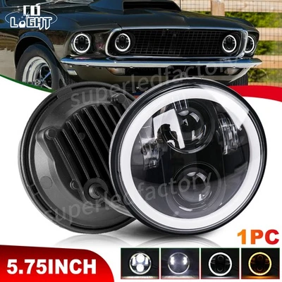 For Ford Galaxie 500 1962-1974 1PC 5.75" 5-3/4'' LED Halo Headlight Hi-Lo Beam — 第 1/4 张图片