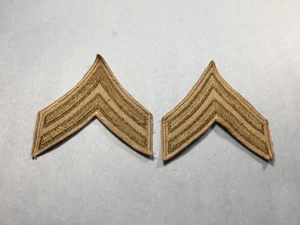 vintage US Army Corporal Rank Chevrons - Khaki (2 pcs) - Picture 1 of 6