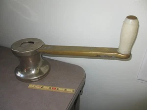 Vintage Merriman Nautical Maritime Sailboat Boat Ship Winch Brass Handle Crank - Foto 1 di 13
