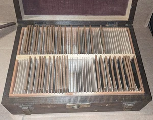 40 diapositivas de vidrio de linterna mágica Enami con caja de madera Japón China Camboya años 30 - Imagen 1 de 24