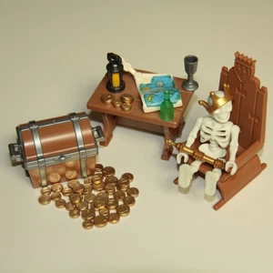 🏴☠️ Playmobil Scheletro Pirata Trono Mappa del Tesoro Forziere e Diorama Goonies Oro - Foto 1 di 1