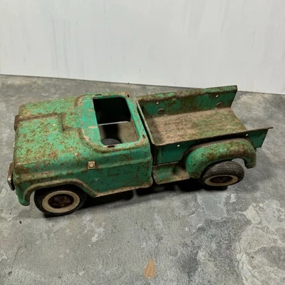 Винтажный грузовик Buddy L Stepside 1950-е Прессованная Сталь Зеленый Антикварный Декор Игрушка РЕДКАЯ - Изображение 1 из 4