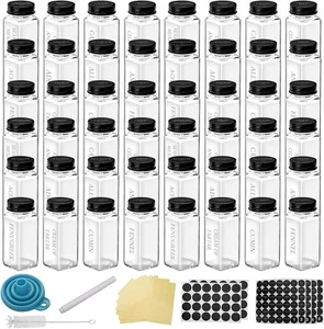 12Pcs 4 OZ Glass Spice Jars with black Metal Caps, Glass Jars with Minimalist Fa - Picture 1 of 6