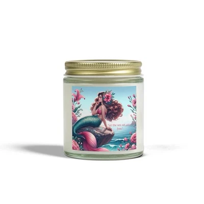 Vela perfumada de sirena - Cera de albaricoque de coco | Decoración inspirada en el océano, regalo de playa Foto 1 de 4