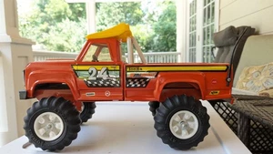 Vintage Tonka Mighty Monster Rally Motorcycle Hauler Steel Pick Up Race Truck - Picture 1 of 14