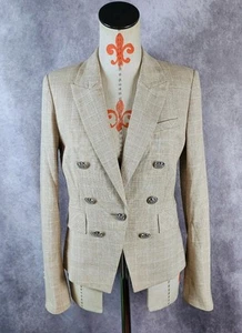 NUEVO SIN ETIQUETAS VERONICA BEARD Diego Dickey Mujer 6 Beige Chaqueta a Cuadros Blazer Mezcla de Lino - Imagen 1 de 12