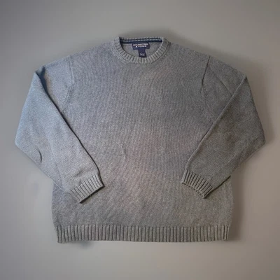 Roundtree & Yorke Mens L Vintage Gray Knit Crewneck Sweater Hong Kong Cotton - Image 1 of 4