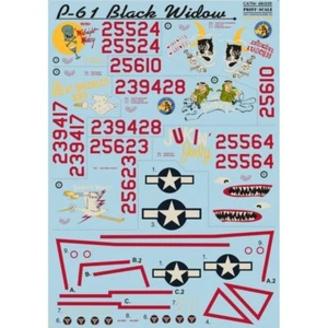 Print Scale 48-035 Decal airplane 1:48 P-61 Black Widow Part 2 Waterslide decals - Picture 1 of 24