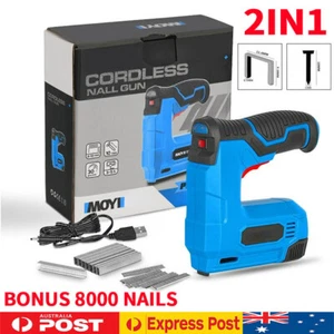 2 in 1 Rechargeable Cordless Electric Stapler Tacker Nail Staples Gun 8000 Nails - Picture 1 of 10
