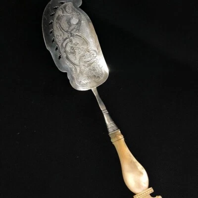 Cuchara de plata vintage plata 900 mango madreperla firmada por P.J.Lykke rara Foto 1 de 4