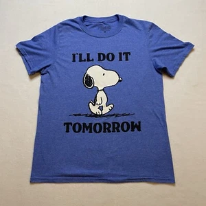 Peanuts T Shirt Mens Medium Snoopy I’ll Do It Tomorrow Short Sleeve Blue - Picture 1 of 10