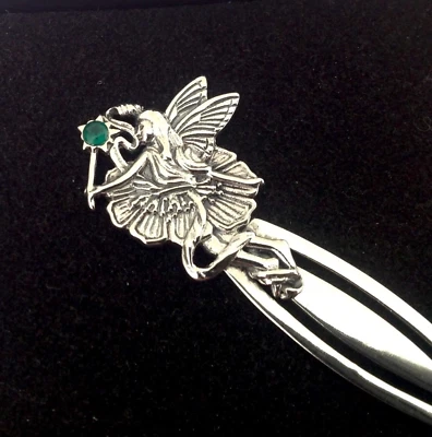 Art Nouveau style Flower Fairy Angel Gemstone bookmark Sterling Silver Gemstone - Immagine 1 di 4